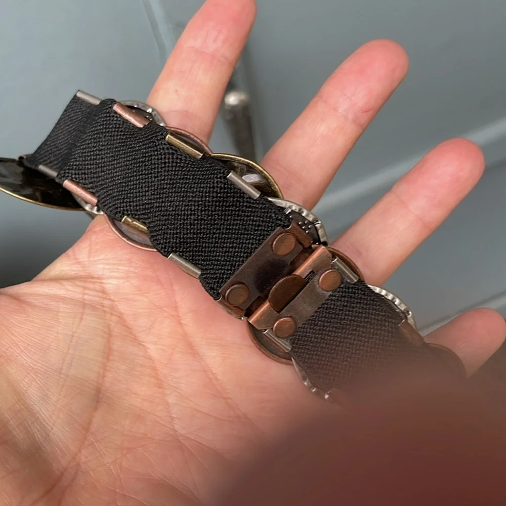 Copper gold and silver coin disc belt
